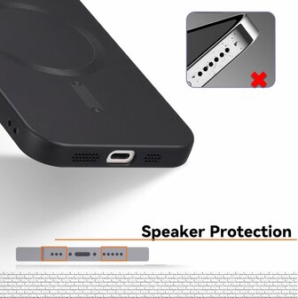 iPhone 16 - Zwart - Matte Siliconen MagSafe Back Cover