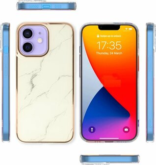 iPhone 11 - Marmer Back Cover - Wit