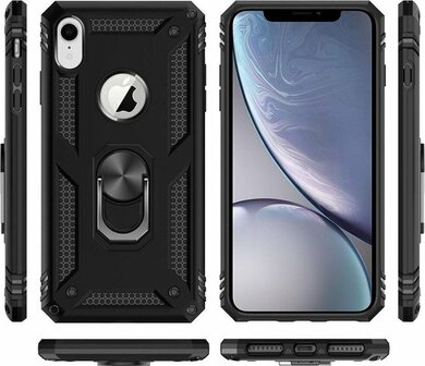 iPhone XR - Armor met Kickstand Ring - Zwart
