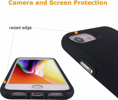 iPhone SE (2022 / 2020) - iPhone 7 &amp;amp; 8 Zwart - Anti Slip Matte Armor