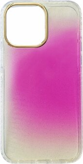 iPhone 14 Pro Max - Regenboog Glitter Back Cover - Paars