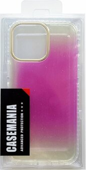 iPhone 14 Pro Max - Regenboog Glitter Back Cover - Paars