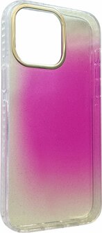 iPhone 14 Pro Max - Regenboog Glitter Back Cover - Paars