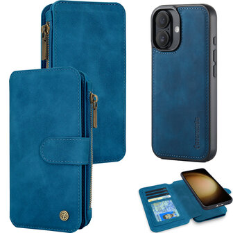 iPhone 16 - Navy Blue - 2 in 1 Rits Book Case