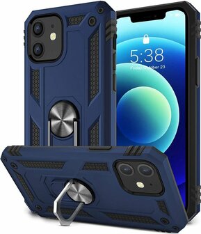 iPhone 12 Mini Blauw - Armor met Kickstand Ring