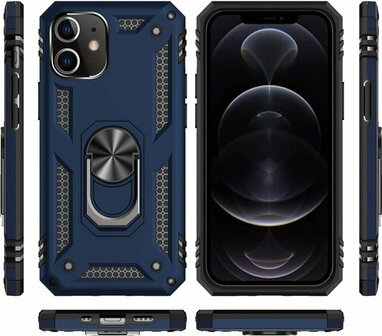 iPhone 12 Mini Blauw - Armor met Kickstand Ring
