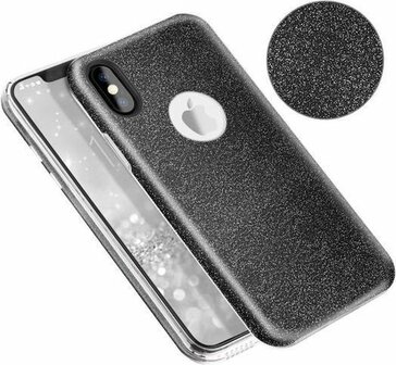 iPhone XS Max - Glitter Back Cover - Zwart