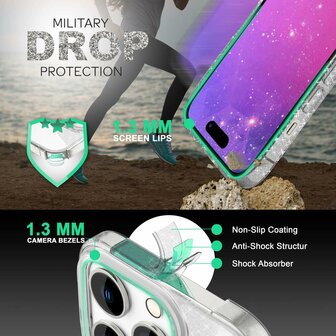 iPhone 15 Pro Max - Glitter Back Cover - Zilver