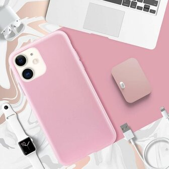 iPhone 11 - Combi Deal - Anti Shock Transparant - Back Cover Roze &amp;amp; Glas