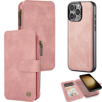 iPhone 16 Pro - Pale Pink - 2 in 1 Rits Book Case