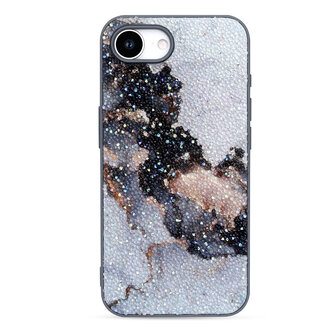 iPhone 16E - Marmer Diamant Glitter - Grijs