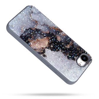iPhone 16E - Marmer Diamant Glitter - Grijs