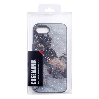 iPhone 16E - Marmer Diamant Glitter - Grijs