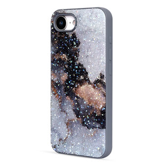 iPhone 16E - Marmer Diamant Glitter - Grijs