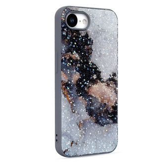 iPhone 16E - Marmer Diamant Glitter - Grijs