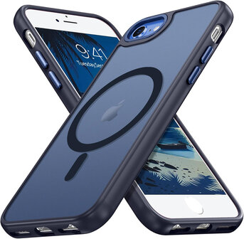 iPhone SE 2022 - Blauw - MagSafe Matte Armor met Cam Bescherming