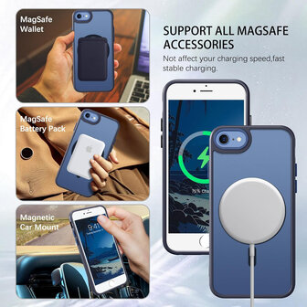 iPhone SE 2022 - Blauw - MagSafe Matte Armor met Cam Bescherming