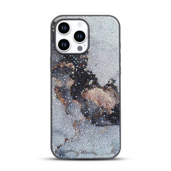 iPhone 16 Pro - Diamant Marmer Glitter - Grijs