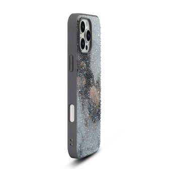 iPhone 16 Pro - Diamant Marmer Glitter - Grijs