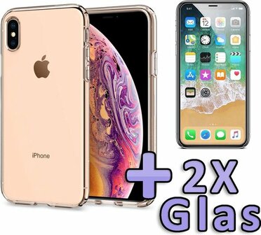 iPhone XS Max - Back Cover &amp;amp; 2X Glas - Transparant