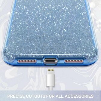 iPhone 12 Mini - Glitter Back Cover - Blauw
