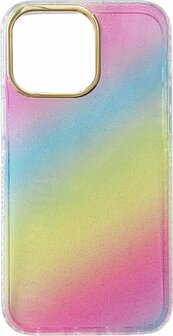 iPhone 14 Pro - Regenboog Glitter Back Cover - Spectrum