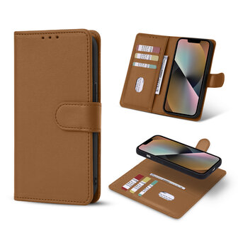 iPhone 16 - 2 in 1 Afneembare Book Case - Bruin