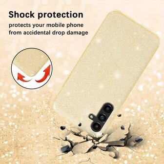 A14 - Glitter Back Cover &amp;amp; 2x Glas - Goud