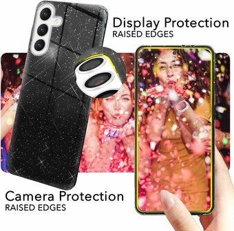 Samsung Galaxy A56 - Zwart - Glitter Back Cover - 2x Glas