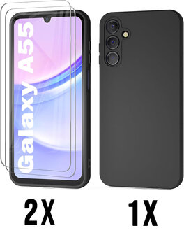A55 - Back Cover &amp;amp; 2X Glas - Zwart