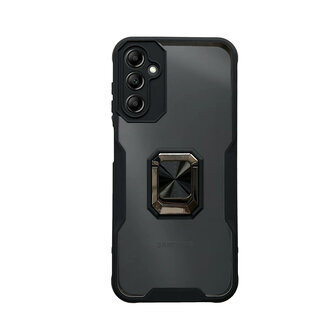 Samsung A14 Zwart - Transparant Back Cover Kickstand Ring