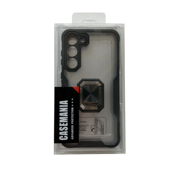 Samsung A14 Zwart - Transparant Back Cover Kickstand Ring