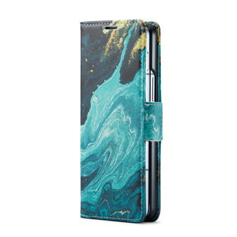 Samsung Z Fold 5 Blue Aquamarine - Marmer Book Case