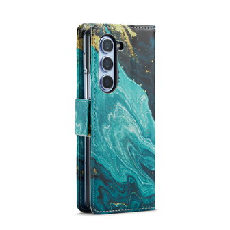 Samsung Z Fold 5 Blue Aquamarine - Marmer Book Case