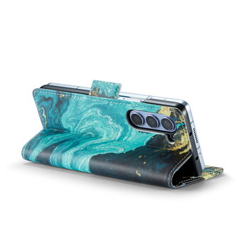 Samsung Z Fold 5 Blue Aquamarine - Marmer Book Case