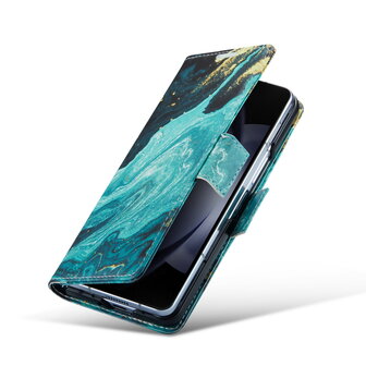 Samsung Z Fold 5 Blue Aquamarine - Marmer Book Case
