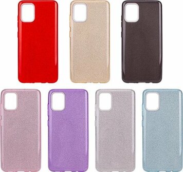 A51 - Glitter Back Cover &amp;amp; Glas - Blauw