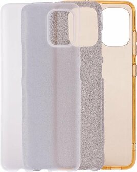A51 - Glitter Back Cover &amp;amp; Glas - Blauw