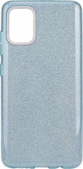 A51 - Glitter Back Cover &amp;amp; Glas - Blauw