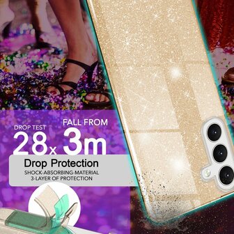Samsung Galaxy A56 - Goud - Glitter Back Cover - 2x Glas