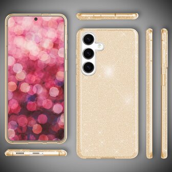 Samsung Galaxy A56 - Goud - Glitter Back Cover - 2x Glas