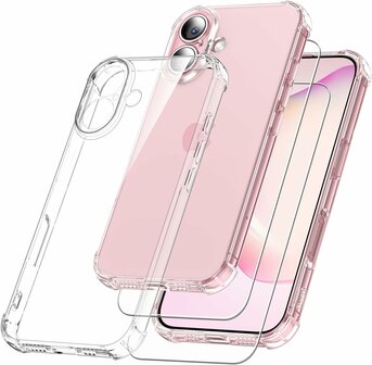 iPhone 16 - Anti Shock &amp;amp; 2X Glas - Transparant