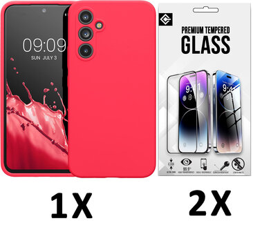 A55 - Liquid Back Cover &amp;amp; 2x Glas - Roze