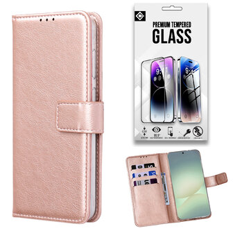 Moto G62 - Book Case &amp;amp; Glas - Rosegoud