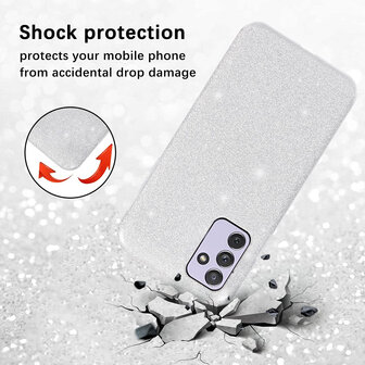 A55 - Zilver - 2X Glas - Glitter Back Cover