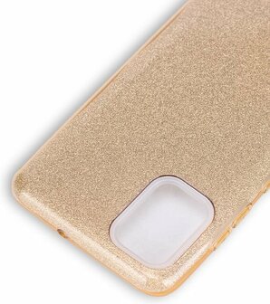 Samsung A51 - Siliconen - Glitter Back Cover - Goud