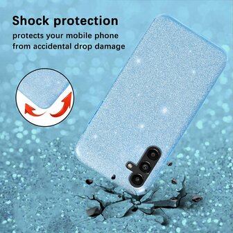 A14 - Glitter Back Cover &amp;amp; 2x Glas - Blauw