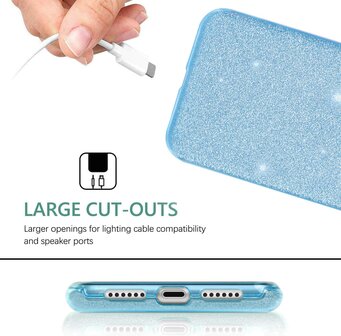 A14 - Glitter Back Cover &amp;amp; 2x Glas - Blauw