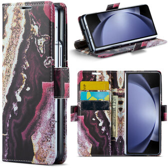 Samsung Z Fold 5 Magenta Eudialyte - Marmer Book Case