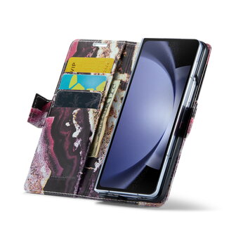 Samsung Z Fold 5 Magenta Eudialyte - Marmer Book Case